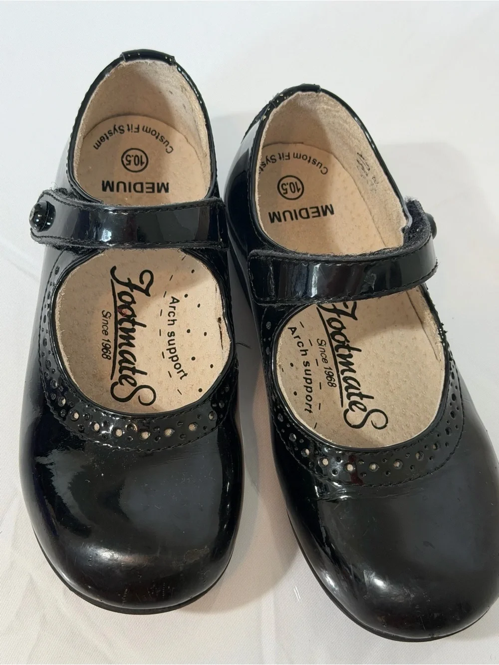 🖤 FootMates Girls Black Patent Mary Jane Dress Shoes | Size 10.5 🖤